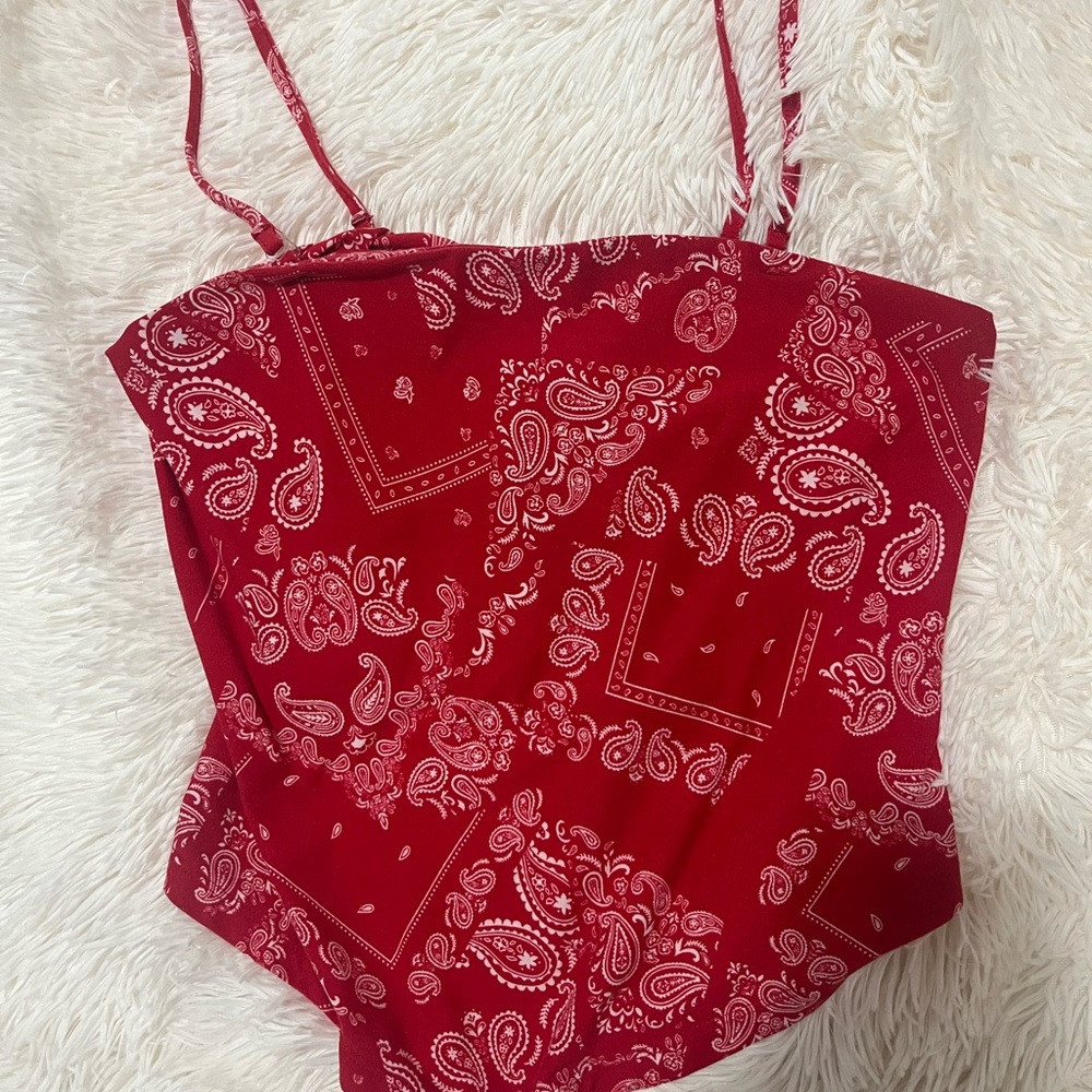 No Boundaries Red Sleeveless Bustier Bodysuit